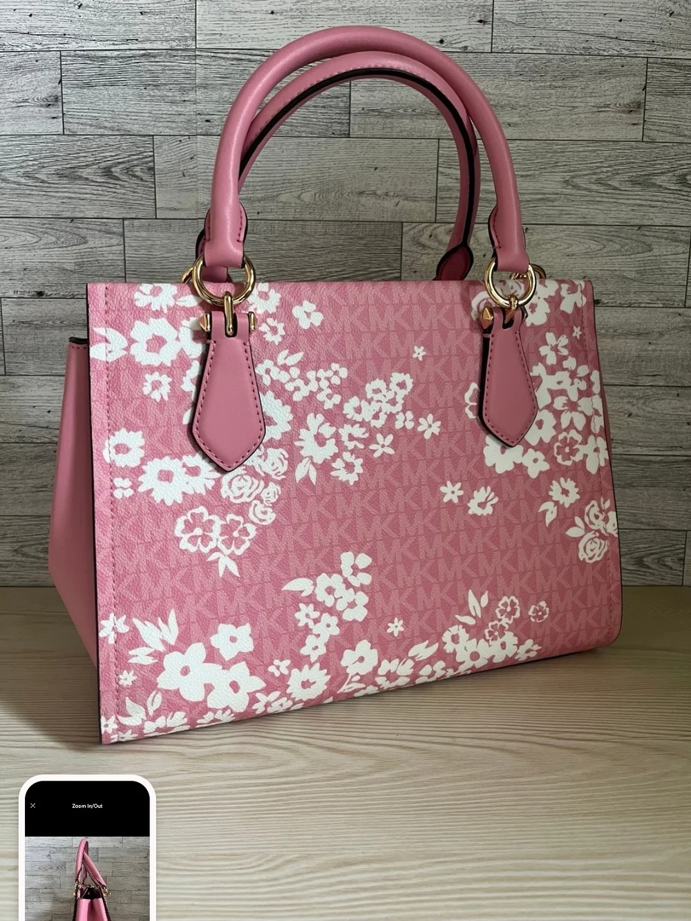 Michael Kors Pink Floral Satchel Handbag